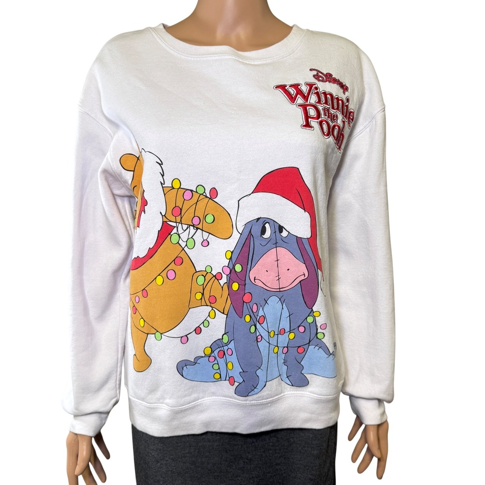 Disney Winnie the Pooh Christmas Sweatshirt Eeyore Tigger Embroidered S 4-6